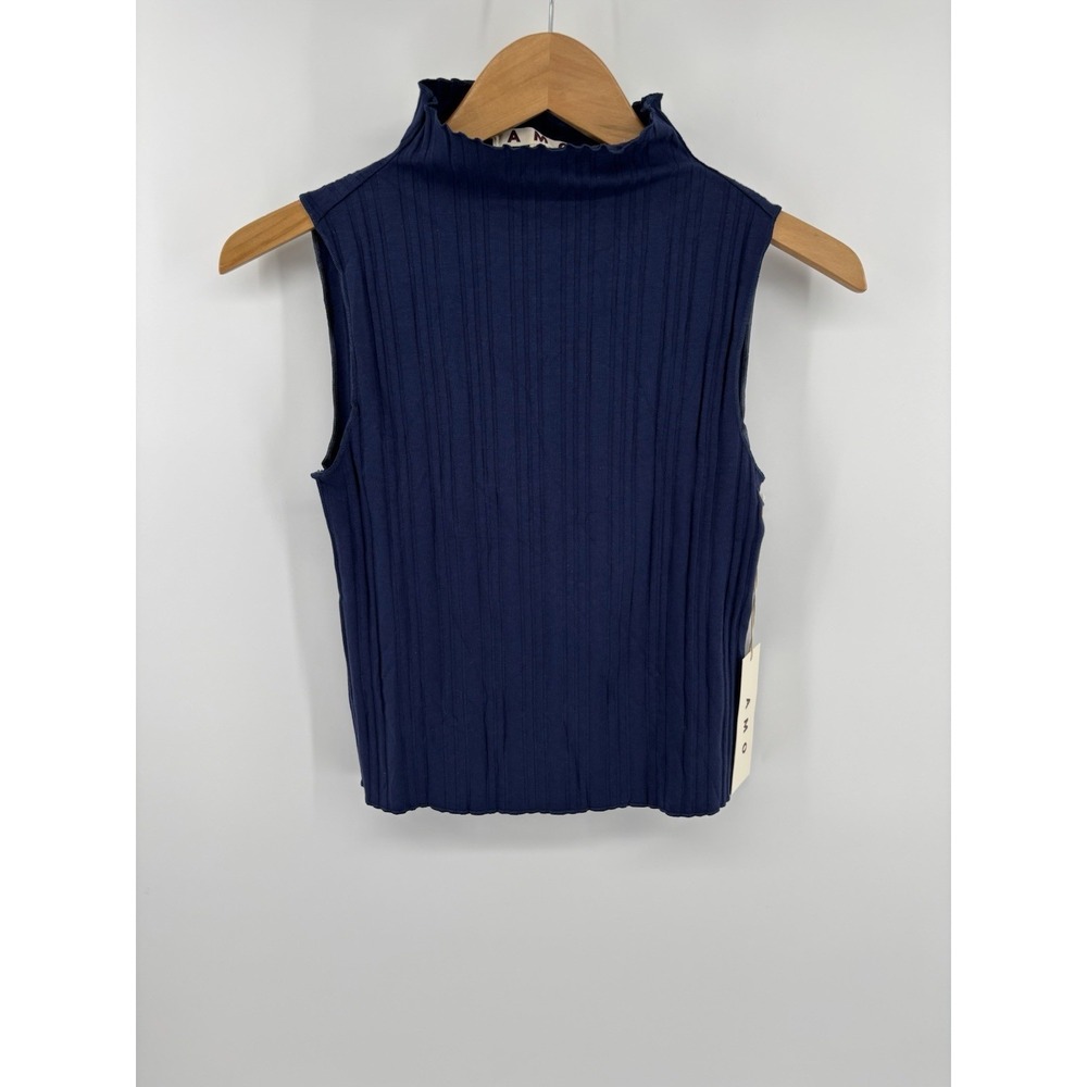 NWT AMO Lovely Tank Sz S Ruffled Mock Neck And Hem MSRP $118